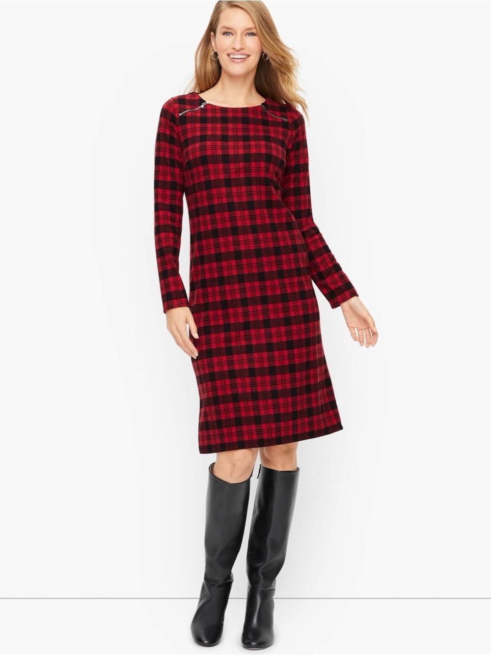 Talbots Tartan Plaid Shift Dress Size L